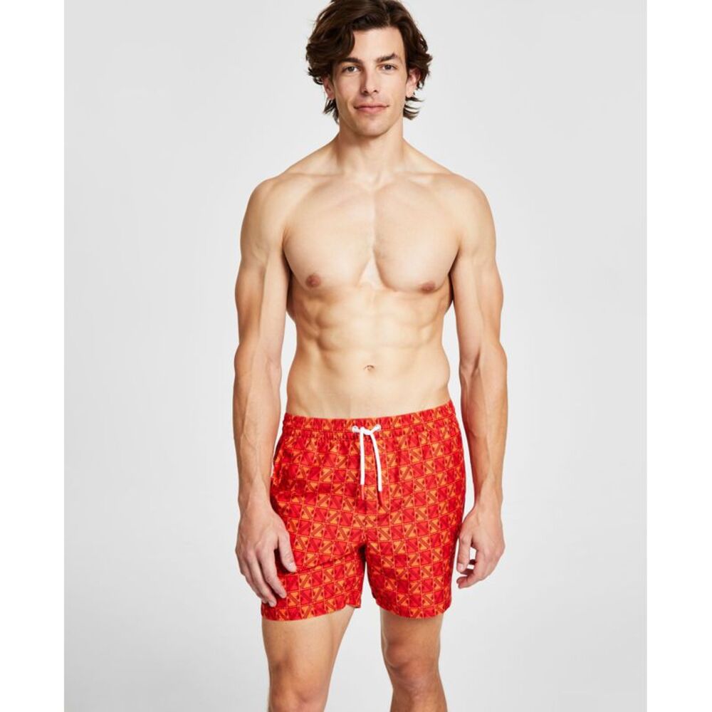 Men's Eco Geo Print Drawstring Swim Trunks